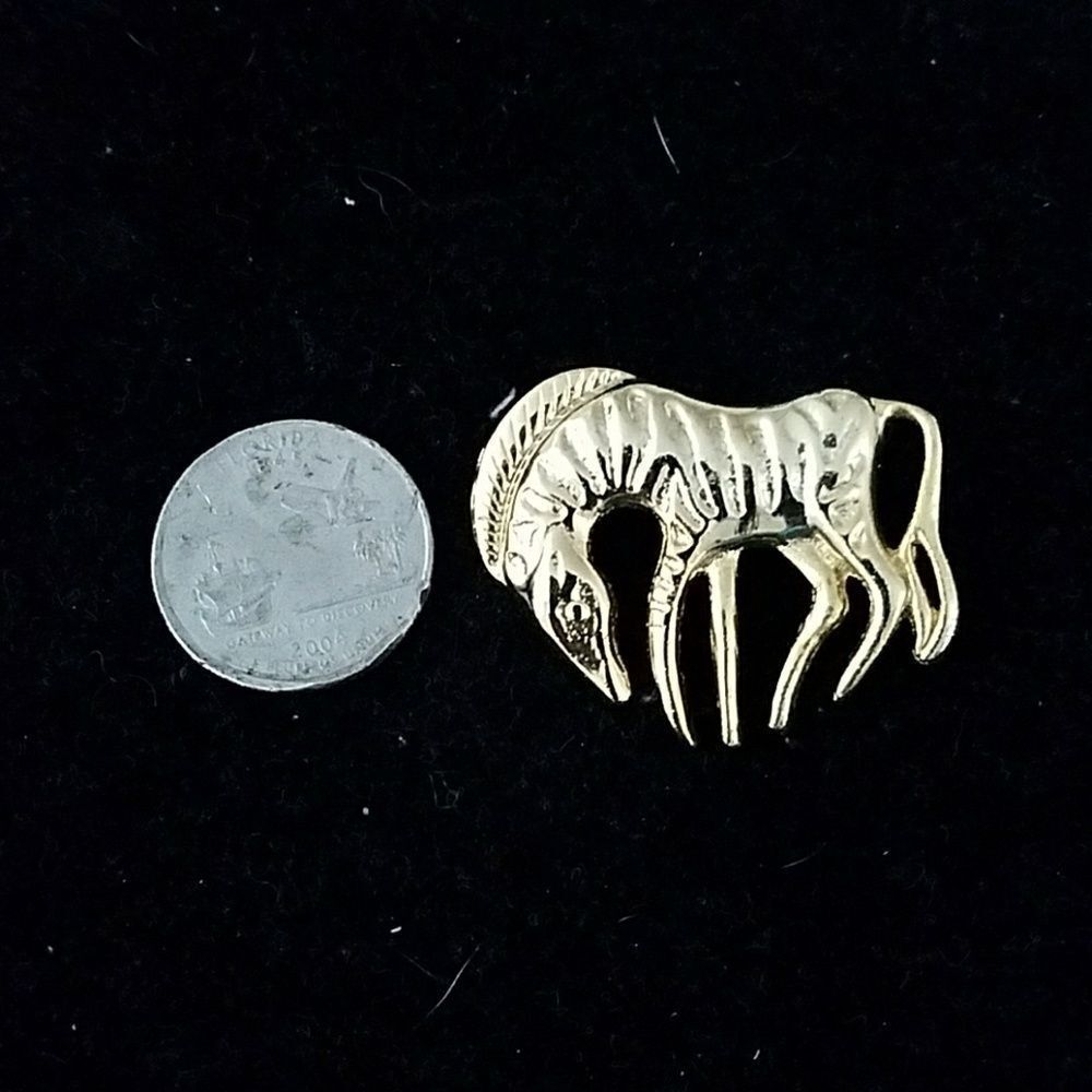 Goldtone Animal Zebra Pin Brooch Fashion Accessory Locking Back Clasp